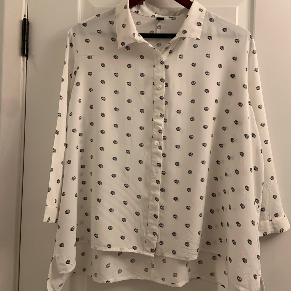 Splash White and Black Button Down Shirt